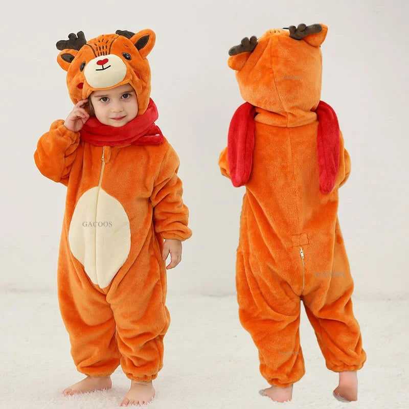 ZipRoar Deer hooded baby costume, front and back