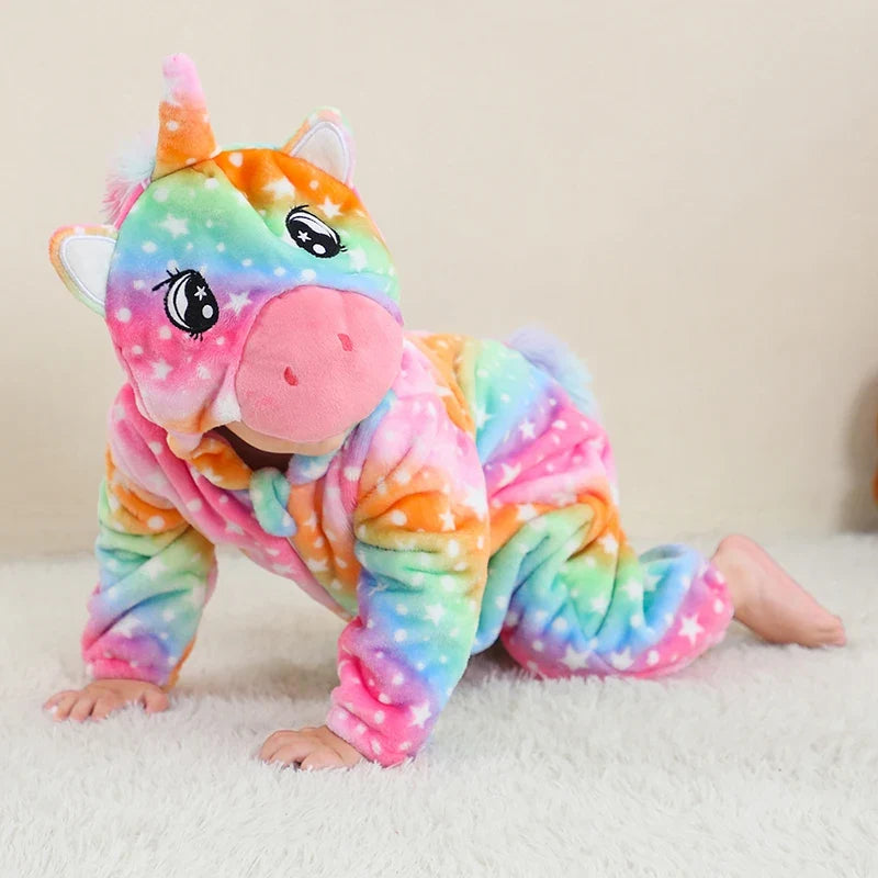 ZipRoar New Unicorn rainbow hooded baby costume