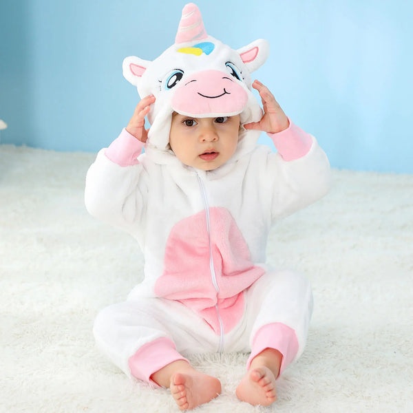 White Unicorn hooded animal costume